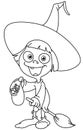 Outlined witch kid