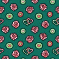 Colorful repetitive pattern background of love and relationship, Valentine\'s day related roses Royalty Free Stock Photo