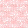 Outlines of cute flowers on striped background. Floral seamless pattern Royalty Free Stock Photo