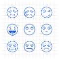Outlines emoticons sad crying winks cash angry shy mouth to lock. Funny stickers