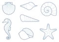 The outlines of sea creatures