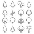 Outlines tree simple icons