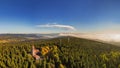 Outlook tower in Cerna Studnice, aerial shot