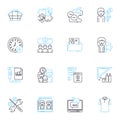 Outlying station linear icons set. Remote, Isolated, Rural, Distant, Periphery, Faraway, Frontier line vector and