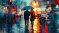 The outoffocus background paints a vibrant picture of a rainy cityscape perfectly capturing the achingly passionate mood