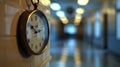 Outoffocus classroom clock ticking away the tim Royalty Free Stock Photo