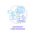 Outpatient care programs blue gradient concept icon