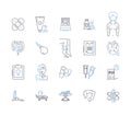 Outpatient clinic line icons collection. Consultation, Treatment, Diagnosis, Check-up, Specialist, Injections