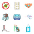 Outpatient icons set, cartoon style Royalty Free Stock Photo