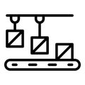 Output products icon outline vector. Factory process