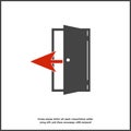 Output vector icon. Icon indicating the direction of exit on white isolated background. Layers grouped for easy editing