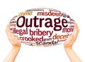 Outrage word cloud hand sphere concept Royalty Free Stock Photo