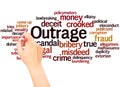 Outrage word cloud hand writing concept Royalty Free Stock Photo