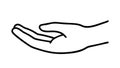Outreach Hand Outline, Support Assistance Gesture, vector design Generative AI Royalty Free Stock Photo