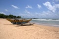 Outrigger at Bentota Beach Royalty Free Stock Photo