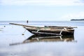 Outrigger Boat on the Indian Ocean on Northeast Coast of Zanzibar, Tanzania Royalty Free Stock Photo