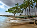 Outrigger boats on the beach Honolulu Hawaii Waikiki Royalty Free Stock Photo