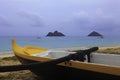 Outrigger canoe on a hawaii beach Royalty Free Stock Photo