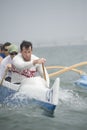Outrigger Canoeing Team In Race
