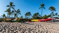 Outrigger Canoes on Kukio Beach Royalty Free Stock Photo