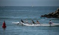 Outrigger team go out to practice, morning in Santa Cruz