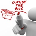 Outside the Box Man Writing Words Marker