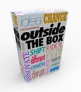 Outside the Box Words on Product Package Innovation Royalty Free Stock Photo