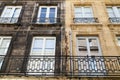 Before and After Outside cleaning facades building with difference between a wash clean house facade and dirty one