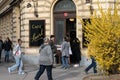 outside the coffee shop, a traditional Viennese coffee shop. evening time