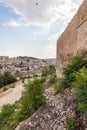 Outside corner of the Temple Mount wall near the Gate of Repentance or Gate of Mercy in the old city of Jerusalem in Israel