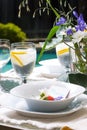 Outside dinner table setting Royalty Free Stock Photo