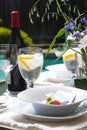 Outside dinner table setting Royalty Free Stock Photo