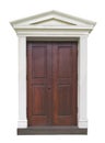 Outside door with fancy molding .