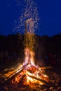 Outside fire in a camping base Royalty Free Stock Photo