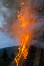 Outside fire in a camping base Royalty Free Stock Photo