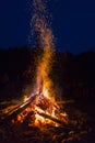 Outside fire in a camping base Royalty Free Stock Photo