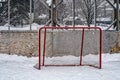 Hockey goals in outdoor rink Royalty Free Stock Photo