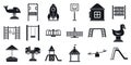 Outside kid playground icon set, simple style Royalty Free Stock Photo