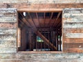 Outside looking in the window of a house being remodeled Royalty Free Stock Photo