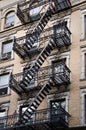 Outside metal fire escape stairs, New York