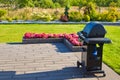 Home terrace with gas barbecue abstract Royalty Free Stock Photo