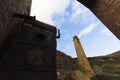 Outside of the old boiler house and brick chimney on the unused Porth Wen Brickworks, Anglesey