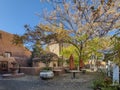 Courtyard behind Loretto Chapel in Old Town Santa Fe, New Mexico Royalty Free Stock Photo