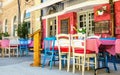 An outside restaurant on streets of Adriatic coast Royalty Free Stock Photo