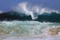 Outside set wave Sandy beach Hawaii Royalty Free Stock Photo