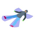 Outside snow angel kid icon isometric vector. Fun play on ground Royalty Free Stock Photo