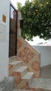 Outside stairs with decorative tiling