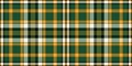 Outside textile seamless fabric, vogue pattern vector texture. Autumn tartan background check plaid in green and orange colors