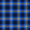 Outside texture background vector, colorful check tartan fabric. Isolation seamless plaid textile pattern in blue and amber colors Royalty Free Stock Photo