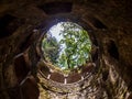 Outside view in the Initiation Well from the Inside in Quinta da Regaleira, Sintra, Portugal